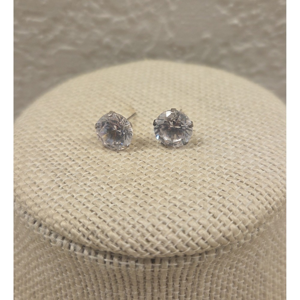 Sterling Silver‎ & Large Cubic Zirconia Stud Earrings